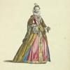 Habit of the infanta of Spain in 1568. L'Infante d'Espagne en 1598.