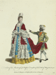 Habit of the Marchioness of Belfont, daughter of the Duke of Mazarine in 1700. Madame la Marquise de Belfont fille du Duc de Mazarin.