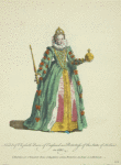 Habit of Elizabeth Queen of England as protectoress of the states of Holland. L'habillement d'Elisabeth reine d'Angleterre comme protectrice des Etats del la Hollande.