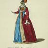 Habit of a noble matron of England in 1577. Noble matrone d'Angleterre.