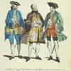 Habits of English gentlemen in the years 1735 (a) 1745 (b) 1755 (c). Habillement des gentilshommes Anglois en 1735 etc.