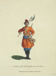 A soldier of the Strelitz guards under arms. Soldat du corps des Strelits sous les armés.