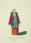 Morning habit of a Russian lady in 1764. Femme Russe.