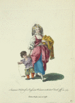 Summer habit of a Russian woman with her cloak off in 1765. Femme Russe sans sa coesse.
