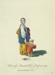 Habit of a merchant's wife in Russia in 1765. Femme d'un marchand Russe.