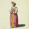 Common habit of a young lady in Moscow in 1768. Fille Moscovitte dans son habit simple.