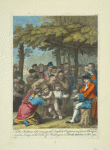 The Indians delivering up the English captives to Colonel Bouquet near his camp at the Forks of Muskingum in North America in November 1764.