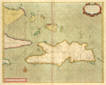 A chart of the Iland of HISPANIOLA with the windward passage from Jamaica betwene ye East end of Cuba and the west end of Hispaniola