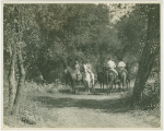 Men on horseback through bridle trails of Arroyo Seco