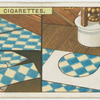 Laying linoleum.