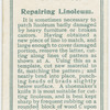 Repairing linoleum.
