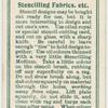 Stencilling fabrics, etc.