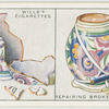 Repairing broken pottery.