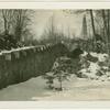 Unidentified obelisk and stone wall in Tappan, New York