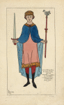 Guillaume IIe Roux, Roi d'Angleterre, 1087-1100. Miniature de la Bible de Cantorbery[sic], a la Bibliotheque Ste. Geinevieve, dessin inedit.