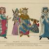 Personnages Allemands. Milieu du XIVme siecle. Miniatures du chant des minnesingern, a l biblioteque Impér[iale] Paris. Le sire de Hohenfels. Noble Porte-Epee. Le roi de Boheme. Chevalier Teutonique.