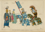 Seigneurs Allemands au Tournoi. (Milieu du XIVme siecle.) D'ap[rés] les miniatures du chant des minnesingers, conservees a Paris, a la Bible Imp[eriale.] Le sire de Swanegöt. Chevalier a l'Oiseau. Le sire de Pive. Le duc de Breslau.