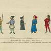 Personnages Italiens du XIVe siècle. D'après un manuscrit de la Bibliothéque Ambrosienne dessins inédits. Soldats, kotellier, bourgeois, nobles.