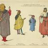 Personnages Veintiens de 1480-95. D'ap[rès] des peintures Debrera a Milan, et du Musée Correr a Venise. Page. D'ap[rès] Vittor Carpaccio. Homme d'Armes. D'ap[rès] un Venitien anonyme. Noble. D'ap[rès] un imprimé de 1485. Patricien. d'ap[rès] Viranini[?]