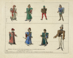 Princes Francais, et personages de la cour de Bourgogne. (Fin du règne Louis XI.) Miniatures de l'Université de Turin, et de la Bible Mazarin, dessins inédits.