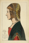 Béatrix D'Este-Sforza duchesse de Milan 1490. Tableau de Léonardo a la Bilbl[iothèque] Ambrosienne de Milan.