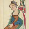 Dame Noble, 1495. (Tableau de l'époque. Collection particulière.) Dessin inédit. XVe siècle, costumes civils, femmes, Flandre. Elisabeth Clère Dame anglaise. 1485.