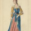 Dame Noble 1500-1510 d'après une tapisserie du temps, Musée de Cluny. XVIe siècle, costumes civils, femmes, Flandre.