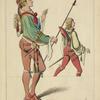 Écuyers, 1500-15 (Tapisserie. Musée de Cluny. Dessin inédit.)  XVIe siècle, costumes de chevalerie, Flandre.