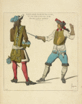 Gentilhome Francais, en hiver, et maitre d'armes. 1678. D'ap[rès] de St. Jean, et Bonnart.