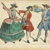 XVIIIe siècle Espagnols a la chasse. Gravure anony[me] de l'époque.