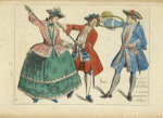 XVIIIe siècle Espagnols a la chasse. Gravure anony[me] de l'époque.