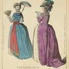 Dames Francaises. 1778-79. D'ap[rès] nature par Desrais. Robe a la Levantine, cheveux a l'enfance. Robe Polonaise, taille a l'Anglaise, manches a la circassienne.
