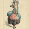 Courtisane en 1780, d'après une gravure de Wille Fils, (le petit Waux-Hall). XVIIIe siècle, costumes civils, femmes, France.