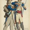 Republique Francaise infanterie. Fusilier et grenadier. 1792-99. Estampe du temps.