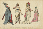 Merveilleuses Parisiennes, sous le directoire. D'ap[rès] des estampes du temps. Après le g Thermidor. L'an III. Femme d'un général. L'an V. Voile a l'Iphigénie. Sac a deuse. L'an VI.