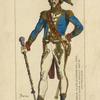 Tambour-major des chasseurs a pied, de la garde des consuls. 1802-04. Gravure du temps.