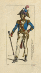 Tambour-major des chasseurs a pied, de la garde des consuls. 1802-04. Gravure du temps.