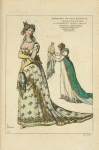 Zenaide Clary, psse. Joseph Bonaparte. Grand costume de cour. Mme. de Remusat dame du palais, presentant les offrandes, au sacre de Napoleon 1er. Costumes de 1804. D'ap[rès] Isabey etc.