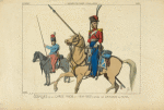Cosaques de la garde (1808, et 1814-1815) d'après des gravures du temps. XIXe siècle, costumes militaires, cavallerie, Russie.