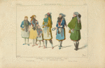 Saxonnes du duché Daltenbourg (1815). D'après les compositions d'opiz. Costumes de fète. Costume d'hiver. XIXe siècle, costumes nationaux, femmes, Allemagne.