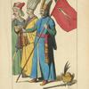 Janissaire de la garde du sultan tiré de l'histoire des Turcs de Chalcondyle. Autres personnages Ottomans. XVIe siècle, costumes militaires, infanterie, Orient.