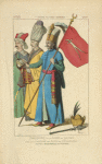 Janissaire de la garde du sultan tiré de l'histoire des Turcs de Chalcondyle. Autres personnages Ottomans. XVIe siècle, costumes militaires, infanterie, Orient.