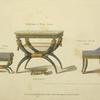 Drawing room tabouret. Dejuener and work table. Footstool. Drawing room chair.