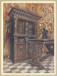 Carved oak armoire, bearing the cipher of Lambert Suavius of Liége, and dated 1540. In the Royal Scottish Museum, Edinburgh. Carved oak table, in the Musée Carnavalet, Paris.