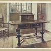 An early Virginian colonist's parlour. Oak "drawinge" table, in the possession of the Pickering family, Salem, U. S. A., from 1636. Oak bible box, Connecticut Historical Society, U.S.A. Elder Brewster's chair, Pilgrims' Hall, Plymouth, Mass., U.S.A.