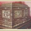 Inlaid jewel casket of walnut wood. Panelled front sides and top. In the Wallace Collection, Hertford house.