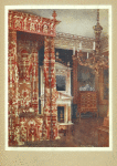 Queen Anne's bed. Hampton Court Palce. Chest of drawers upon stand, property of Viscountess Wolseley. Wooden candleabra, property of Sir Spencer Ponsonby Fane.