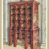 Red and gilt lacquer double chest of drawers. Property of Viscountess Wolseley.