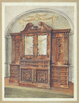 Carved enclosed mahogany bookcase--style of Chippendale. French influence. Formerly the property of Sir Charles W. Domville, Santry Court, Dublin, ca. 1745.