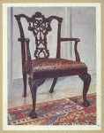 Mahogany arm-chair, style of Chippendale. Property of Lt.-Col. G. B. Croft Lyons, ca. 1750.